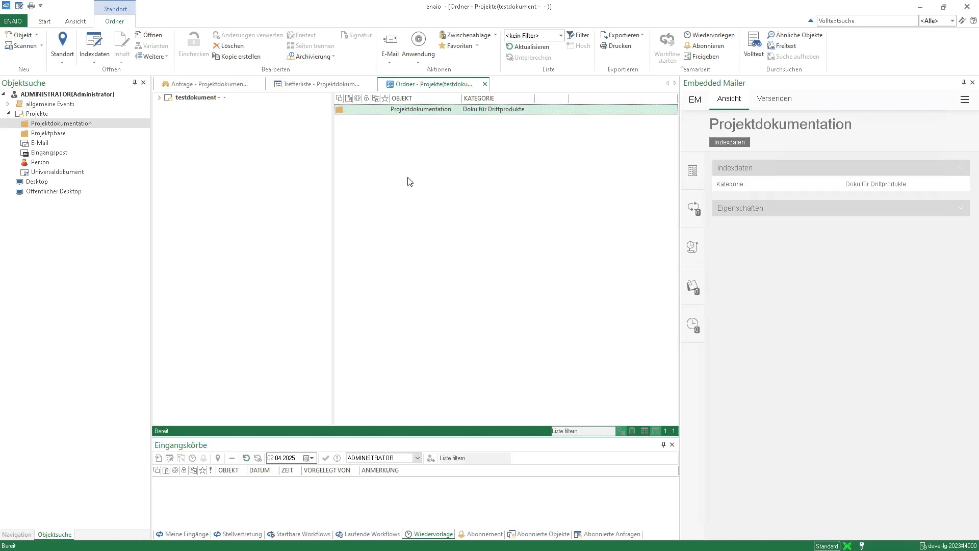 Der Embedded Mailer funktioniert auch im enaio® Rich Client.